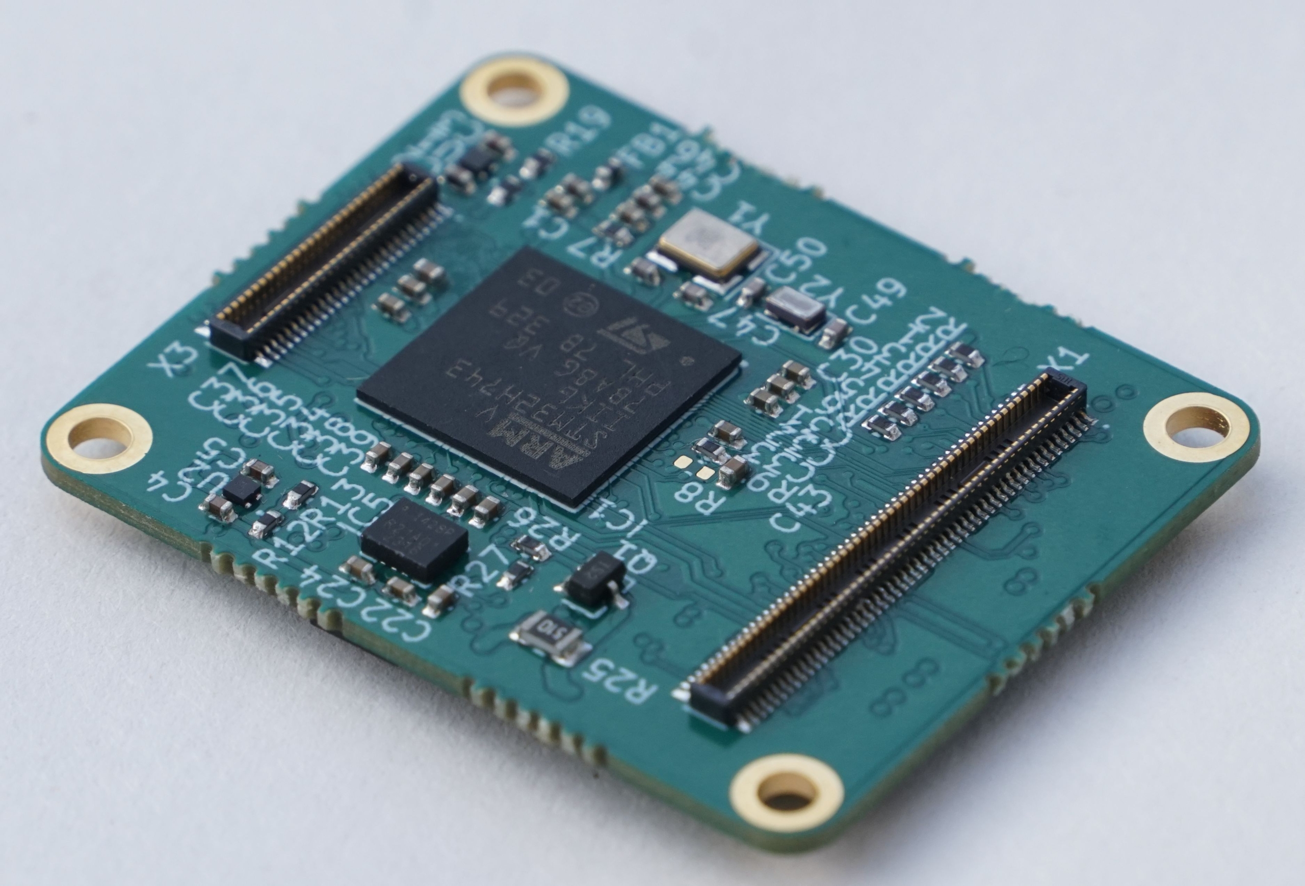 Monopulse FMU v6x PCB showing STM32 microprocessor